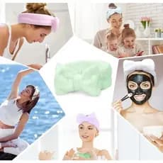 Faixa de Cabelo Pelúcia com Laço Maquiagem e Skin Care Anti-umidade e para Lavar o Rosto Limpeza e Remoção de Make