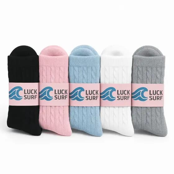 Kit 5 Pares Meias Femininas Algodão Academia Luck Surf Confortável