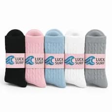 Kit 5 Pares Meias Femininas Algodão Academia Luck Surf Confortável