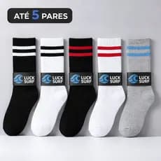 Meias Masculina Cano Alto Listradas Coloridas Algodão Luck Surf