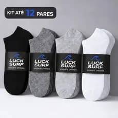 Kit até 12 Pares Meias Soquete Unissex Luck Surf Macia Confortável