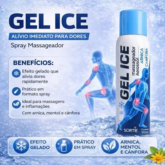 Kit C/ 2 Unidades Spray Massageador GeloIce Bursite 150ml Dor Muscular
