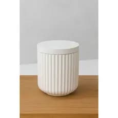 POTE DECORATIVO MINIMALISTA COM TAMPA EM GESSO CRU–PORTA OBJETOS TEXTURIZADO BRANCO | GESSO E AFETO