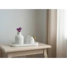 Kits Minimalista: Bandeja Oval Com Vasos Ou Potes em Gesso para Decoração | Gesso e Afeto