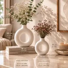 Kit Vaso Donut Minimalista – 2 Vasos Circulares Modernos para Decoração Clean | Gesso e Afeto