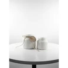 Kit Vasos Texturizados Brancos–2 Vasos Decorativos Minimalistas para Sala e Estante | Gesso e Afeto