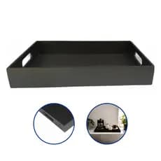 Bandeja Preta Decorativa MDF Grande 40x30cm - Com Alça Ideal para Café, Lavabo e Decoração