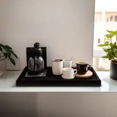 Bandeja Reta Decorativa MDF 40x30cm Cantinho do Café , Servir e Decoração Organizadora Com Alça Casa