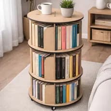 Estante Giratória 2 e 3 Andares Prateleira Porta Livros MDF Organização e Decoração Grande Rotatoria
