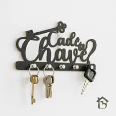 Porta-Chaves MDF “Cadê as Chaves” – Organizador de Parede | Decoração Casa Home Decor