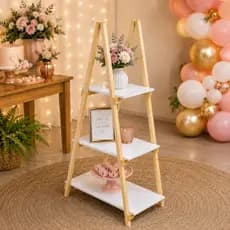 Escada de Madeira para Decoração de Festa Lembrancinhas MDF 3 Andares Branca Facil Montagem  Eventos