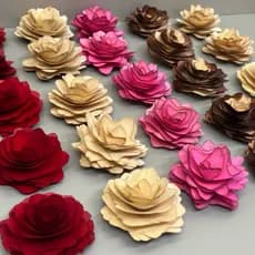 Flor De Madeira Com Vareta Para Decoração - 30cm - UNIDADE
