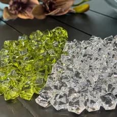 Pedra de Acrílico Sem Furo - Transparente ou Verde (220gr)