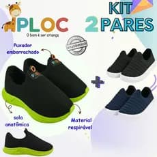 KIT 02 PARES TÊNIS INFANTIL: TÊNIS PLAY P26 COR A ESCOLHER + IATE ADICIONAL - PLOC ORIGINAL