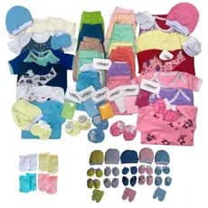 Kit 36 peças enxoval maternidade body Liso e Estampado mijão calça meia touca luva completo