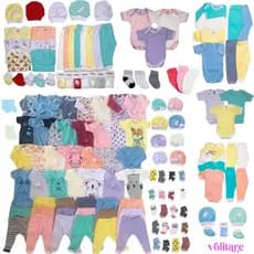 Kit 24 peças Enxoval Bebê Body Calça Touca Meias Completo Algodão