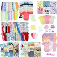 Kit 30 peças Enxoval Bebê Body Calça Touca Meias Luvas Super Completo 100% Algodão