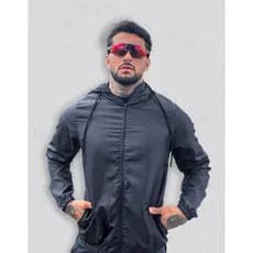 Corta Vento Jaqueta Masculina Repele Água Gola Alta Academia Treino Fitness Resistente Capuz