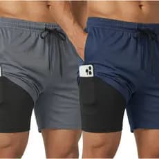 Kit 2 Shorts 2 Em 1 Masculino Academia Treino Corrida