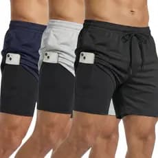 Kit 3 Shorts 2 Em 1 Masculino Dry Fit Compressão