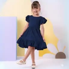 Vestido Infantil Menina casual liso dia a dia festa aniversario igreja tecido sedinha
