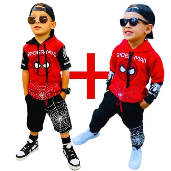 Conjunto Infantil Inverno Casaco Calça Verão Camiseta Bermuda Lançamento 4 Peças