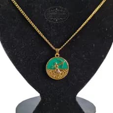 Kit Pingente Oxóssi Banhado a Ouro 18k Umbanda Candomblé + Corrente 60cm