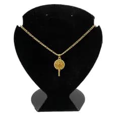 Kit Pingente Espelho de Oxum Banhado a Ouro 18k + Corrente 60cm Umbanda Candomblé