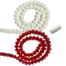 100 Missangas de cristal Vermelho Leitoso100 Missangas de cristal Branco 8mm + FIRMA | Para Guia umbanda candomblé