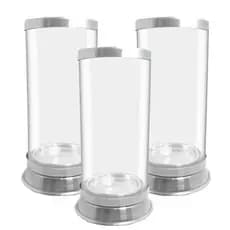 Kit com 3 Suporte de Velas, Porta velas de 7 dias, Protetor de Vela, Castiçal Transparente