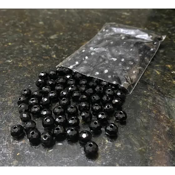 200 Missangas de cristal 8mm Preto Leitoso guia umbanda candomblé