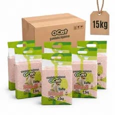 Kit Granulado Tofu Biodegradável 6un 2,5kg +Cat Areia Higiênica Premium para Gatos 15kg Total