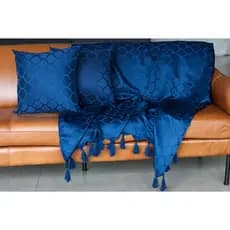 Xale Manta Para Sofá Retrátil Decorativa Protetora Luxo Azul Petroleo Poltrona Cama
