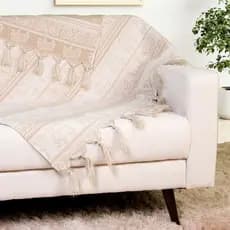 Manta para sofá jacquard protetora para sofá indiano bege várias medidas