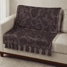 Xale Manta Sofá Retratil Decorativa Protetora Luxo Premium Cinza Escuro Medalhao
