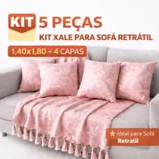 Kit Manta Xale Jacquard Para Sofá Retrátil 1,40x1,80 + 4 Capas 45x45 Decorativo Premium
