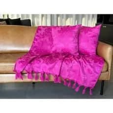 Xale manta para sofa jacquard artesanal 1,40x1,80 rosa pink