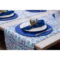 Caminho de Mesa Decoração Trilho Mesa Posta Azulejo Azul Jacquard 1,60