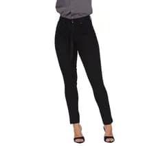Calça Feminina Skinny Jeans Preto com Cinto Levanta Bumbum
