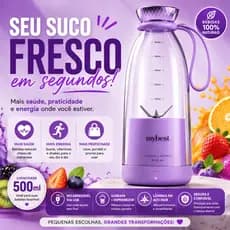 Liquidificador Portátil USB Recarregável 500ml Garrafa Mixer Espremedor Elétrico Roxo Original