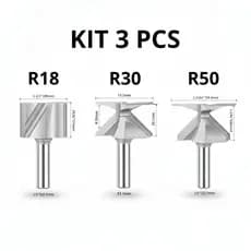 Conjunto de 3 Fresas para Rasgo T Profissional - Encaix - Modelo Profissional Garantia 90 Dias
