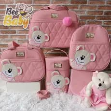 KIT BOLSA DE BEBE URSA DE LADO 5 PEÇAS