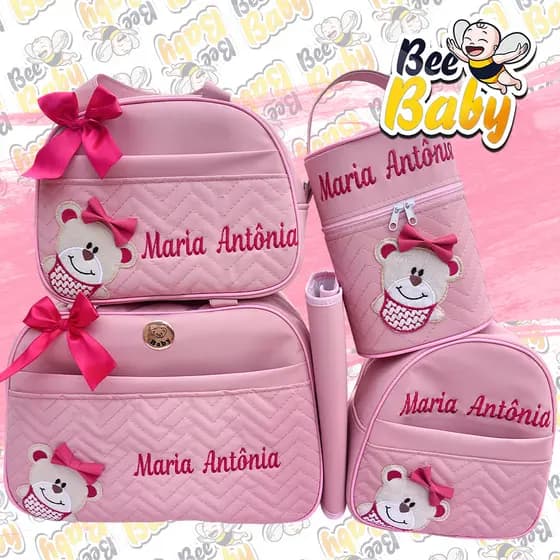 KIT BOLSA MATERNIDADE PERSONALIZADA ( ROSA+PINK )