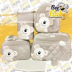 KIT BOLSA DE BEBE URSA DE LADO 7 PEÇAS
