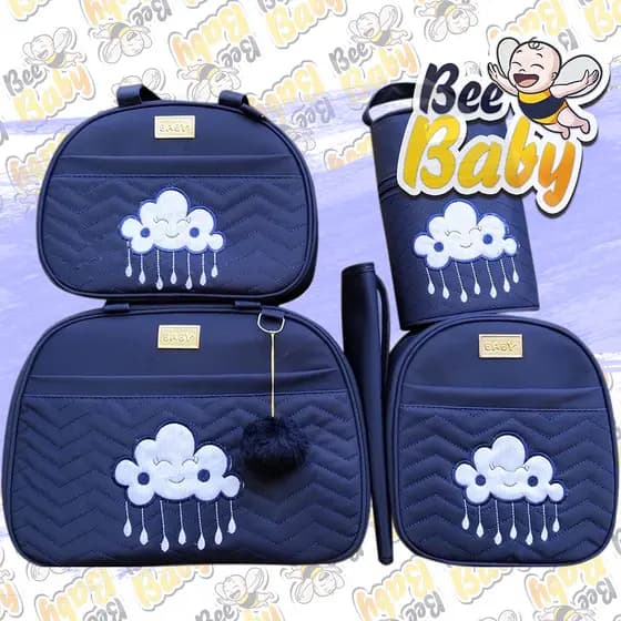 KIT BOLSAS NUVEM 5 PEÇAS BOLSAS MATERNIDADE MENINO e MENINA
