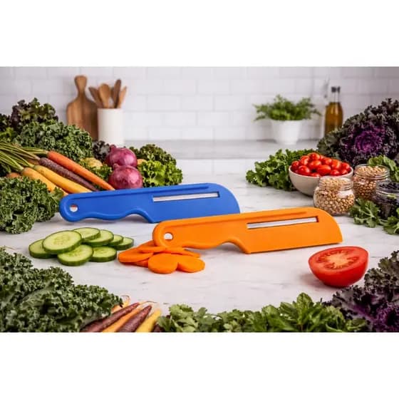 Kit 2 fatiadores de verduras fatia corta descasca verduras prático