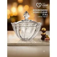 Pote De Vidro Para Doces Bomboniere Twist 1.2L Com Tampa Em Casa Tem - Versátil e Decoração