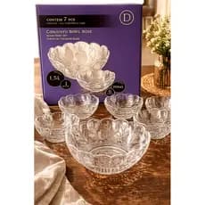 Bowls de Vidro Dumiat rose 7 Peças | Conjunto Completo para Sobremesas