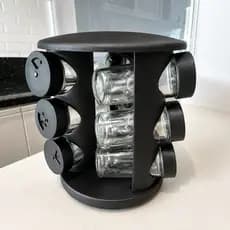 Porta Temperos Giratório com 9 Potes de Vidro | Kit  – Cozinha Organizada