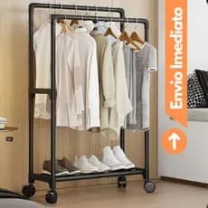 Estante Cabideiro Duplo Arara Guarda Roupas Sapateira Rack Organizadora